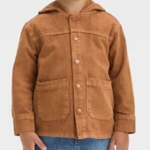 Cat & Jack Toddler Boys Hooded Twill  Snap Front Jacket Tan size 2T
